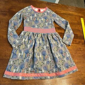 Matilda Jane make believe around town Gray Pink Floral Kids Dress size 10